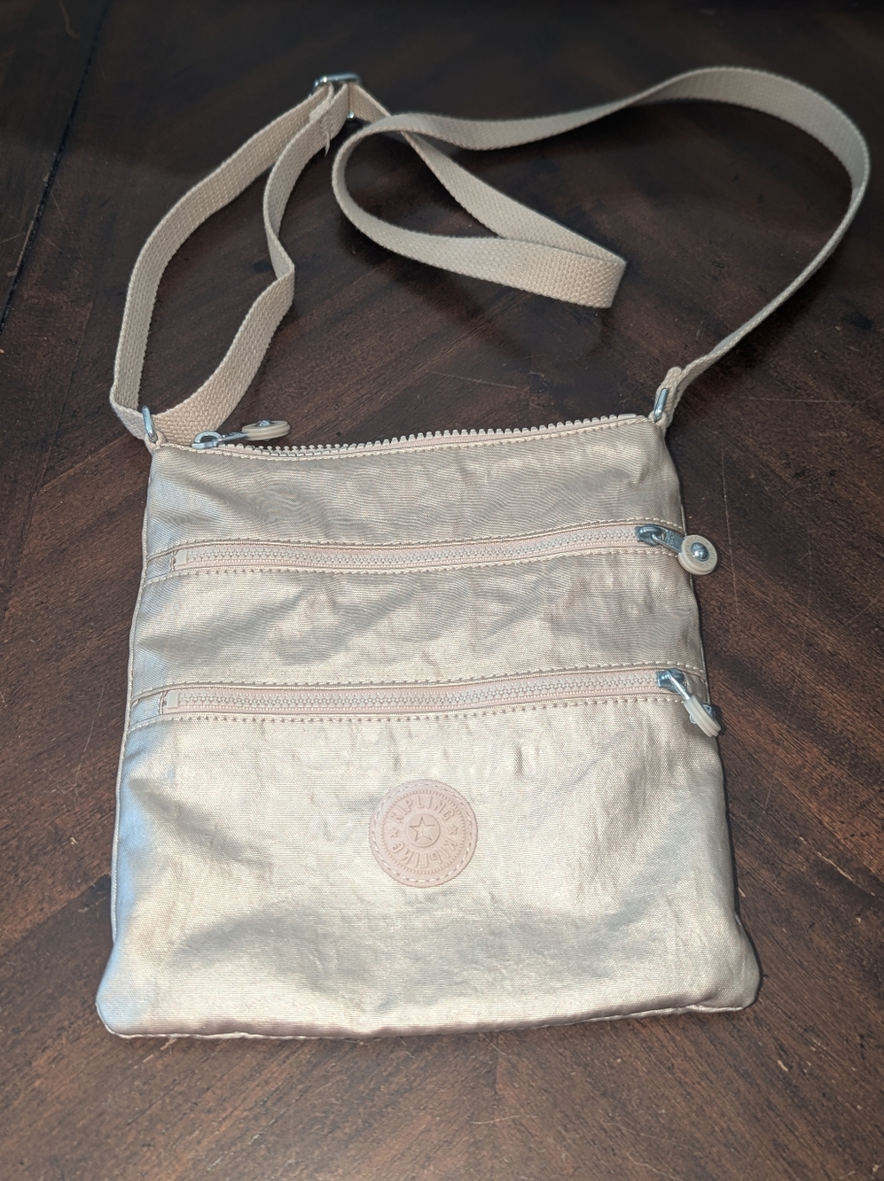 Kipling Metallic Champagne Crossbody Bag